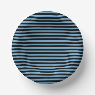 Blue Black Stripes Seamless Pattern Paper Plate