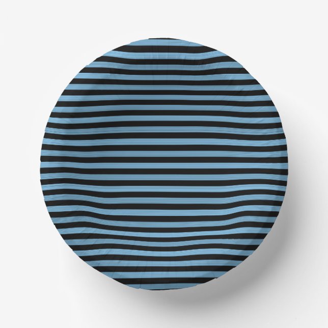 Blue Black Stripes Seamless Pattern Paper Plate (Front)