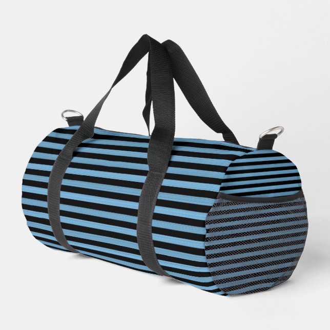 Blue Black Stripes Seamless Pattern Small Duffle Bag (Right Corner)