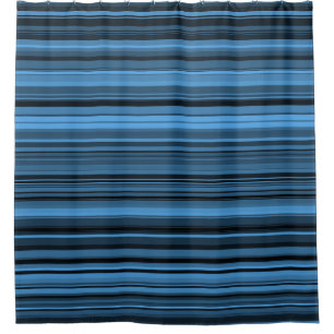 Blue Black Stripes Shower Curtain