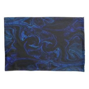 Blue Black Swirl Abstract Smoky Cool Pillowcase