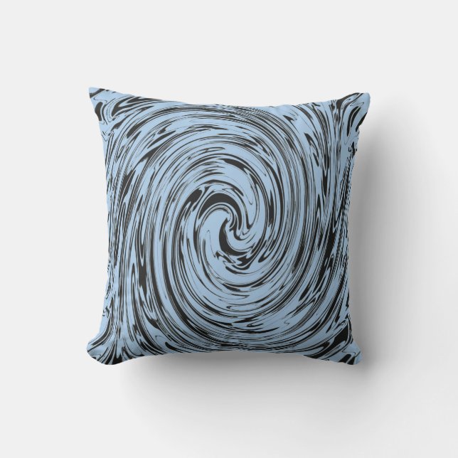 Blue Black Swirls Abstract Pattern Stylish Gift Cushion (Front)