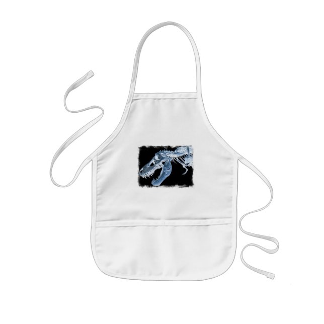 Blue & Black T-Rex X-Ray Bones Photo Kids Apron (Front)