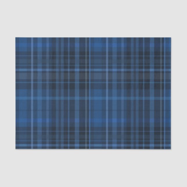 Blue & Black Tartan Plaid Pattern Print Tissue Paper (Front)
