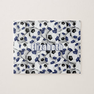 blue black team colours girls boys soccer jigsaw puzzle