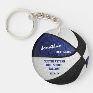 blue black team colours keepsake basketball key ring