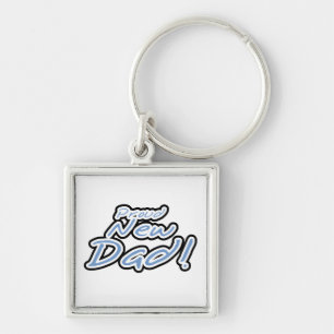 Blue/Black Text Proud New Dad Gifts Key Ring