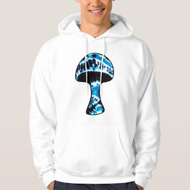 Blue Black TieDye Mushroom Hooded Sweatshirt (Front)