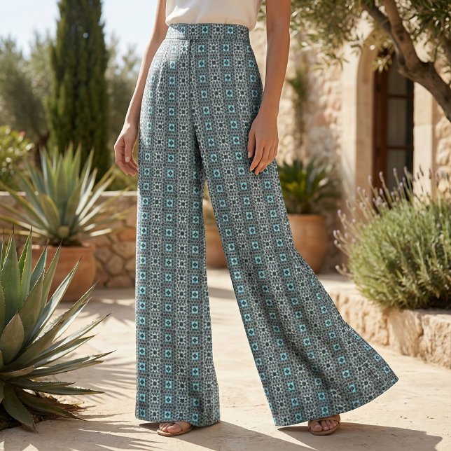 Blue & Black Trendy Mosaic Geometric Pattern Fabric (Creator Uploaded)