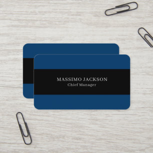 Blue Black Trendy Simple Minimalist Professional Business Card