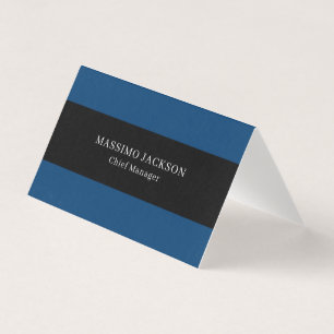 Blue Black Trendy Simple Minimalist Professional Business Card