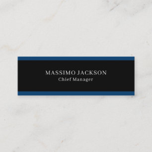 Blue Black Trendy Simple Minimalist Professional Mini Business Card
