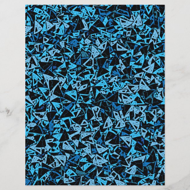 Blue Black Triangle Pattern Scrapbook Paper (Front)