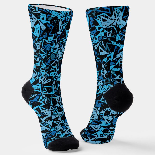 Blue Black Triangle Pattern Socks (Angled)