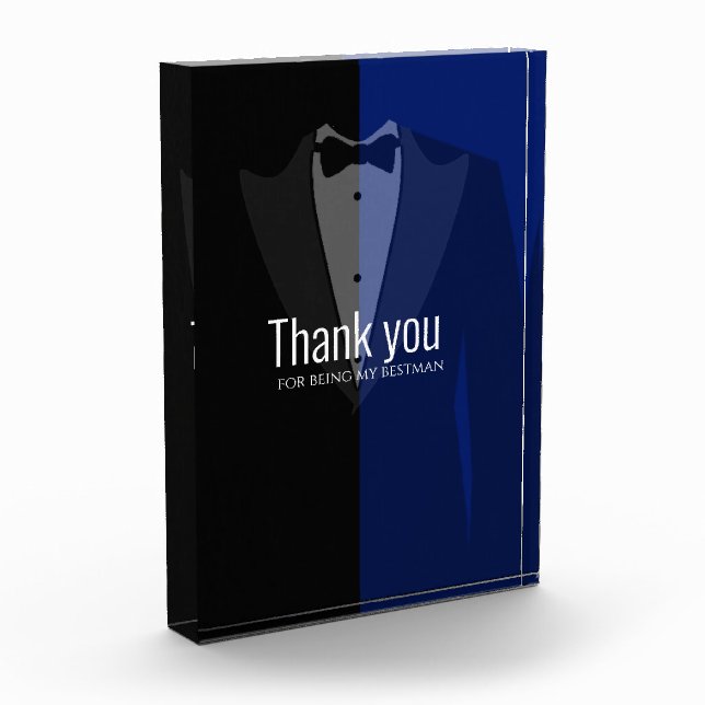 Blue/black tuxedo bachelor party photo block (Left)