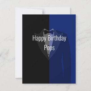 Blue black tuxedo poker bachelor party RSVP card