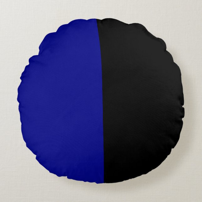Blue Black Two Colour Tone Half Split  Round Cushion (Front)