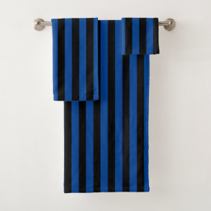 Blue Black Vertical Stripe Halloween Bath Towel Set
