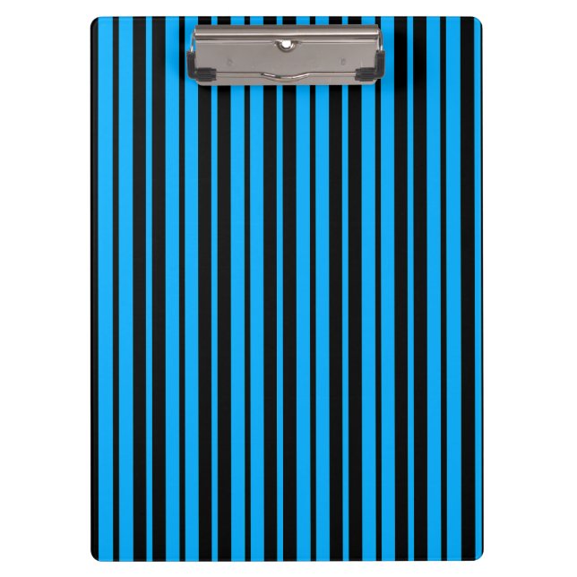 Blue Black Vertical Stripes Pattern Design Clipboard (Front)