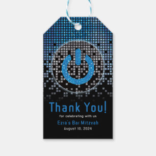 Blue Black Video Game Gamer Bar Mitzvah Gift Tags