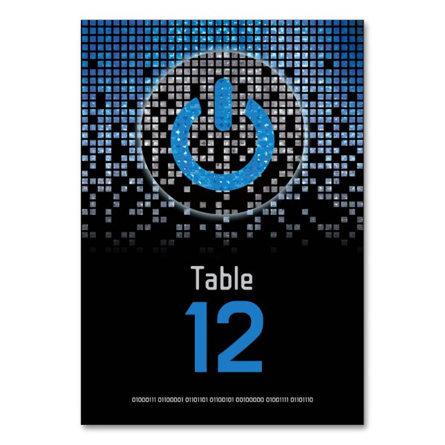 Blue Black Video Game Gamer Bar Mitzvah Table Number (Front)