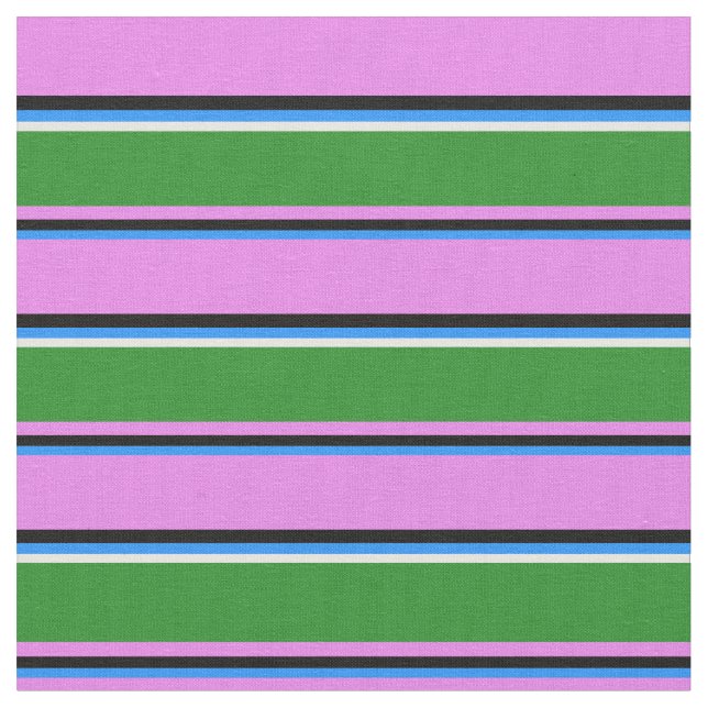 Blue, Black, Violet, Forest Green & White Coloured Fabric (Close Up)