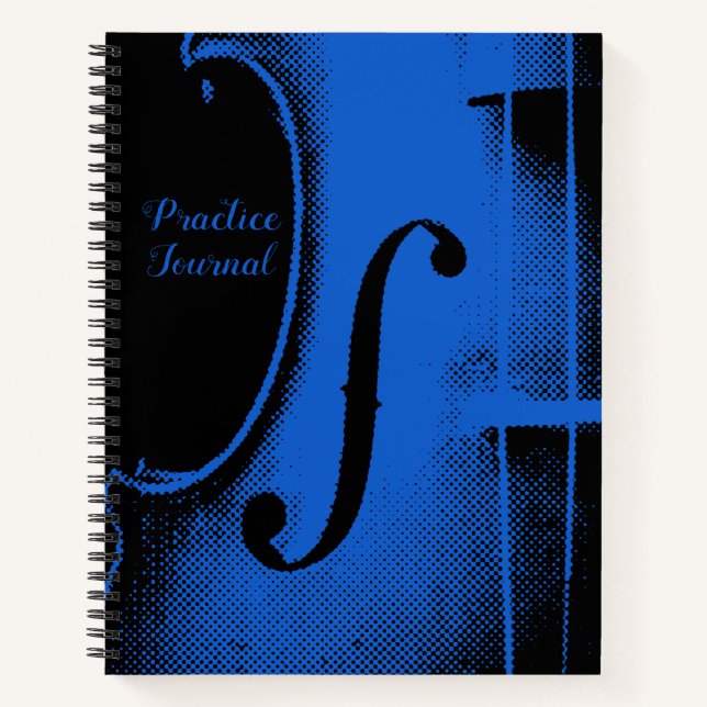 Blue Black Violin Music Lesson Practice Journal (Front)