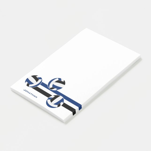 blue black volleyballs custom name post-it notes (Angled)