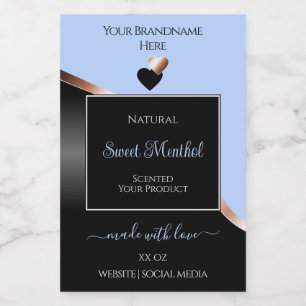 Blue Black Wavy Rose Gold Hearts Product Labels
