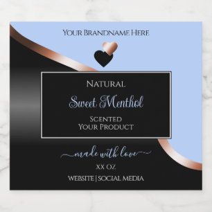 Blue Black Wavy Rose Gold Hearts Product Labels
