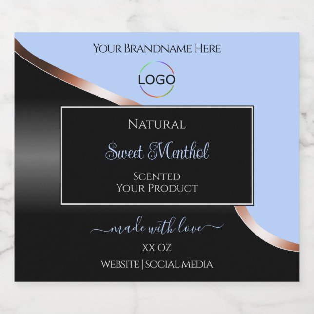 Blue Black Wavy Rose Gold with Logo Product Labels (Single Label)