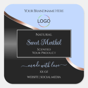 Blue Black Wavy Rose Gold with Logo Product Labels