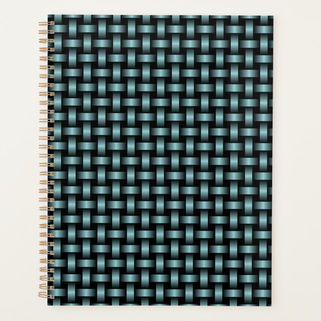 Blue Black Weave Pattern Planner (Front)