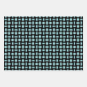 Blue Black Weave Pattern Wrapping Paper Sheet