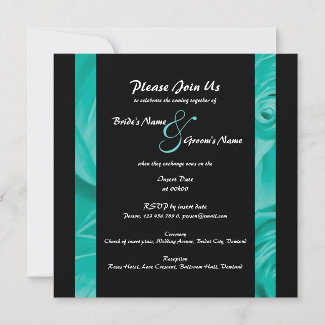 Blue black wedding engagement PERSONALIZE Invitation (Front)
