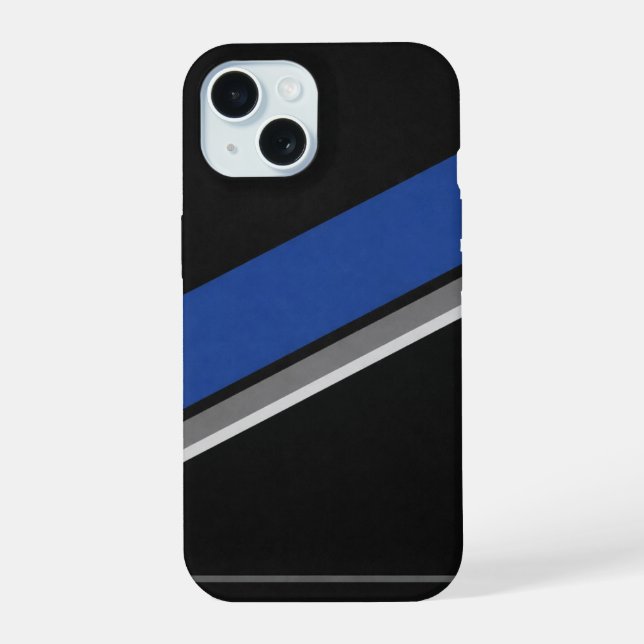 Blue Black & White Abstract Pattern Phone Case  (Back)