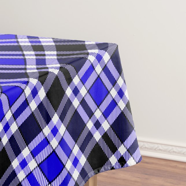 Blue Black White Flannel Tartan Pattern Design  Tablecloth (Creator Uploaded)