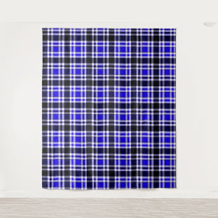 Blue Black White Flannel Tartan Pattern Design Tapestry