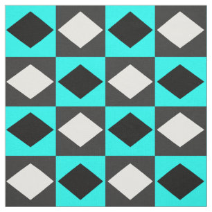 Blue Black White Geometric Rhombus Diamond Fabric