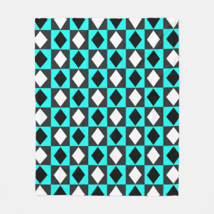 Blue Black White Geometric Rhombus Diamond Fleece Blanket