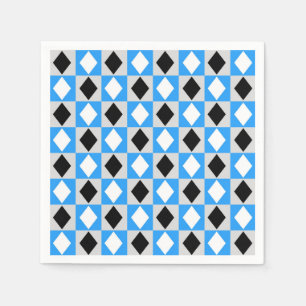 Blue Black White Geometric Rhombus Diamond Napkin