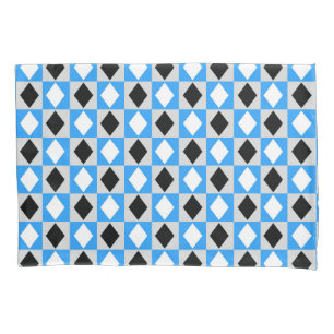 Blue Black White Geometric Rhombus Diamond Pillowcase