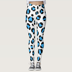 Blue Black White Leopard Animal Print Leggings