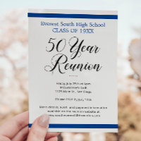 Blue Black White Minimalist 50 Year Class Reunion