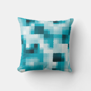 Blue Black White Modern Abstract Pattern Cushion