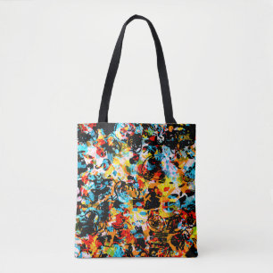 Blue, black, white, orange color. Bright seamless Tote Bag