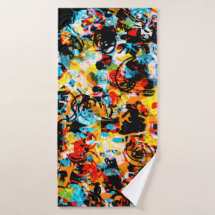 Blue, black, white, orange colour. Bright seamless Bath Towel