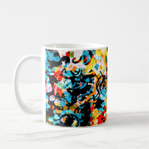 Blue, black, white, orange colour. Bright seamless Coffee Mug