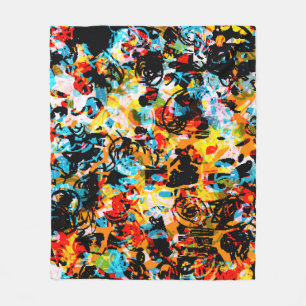 Blue, black, white, orange colour. Bright seamless Fleece Blanket