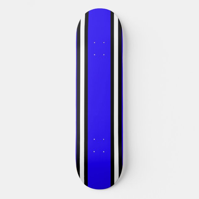 Blue Black & White Pinstripes Skateboard Deck (Front)